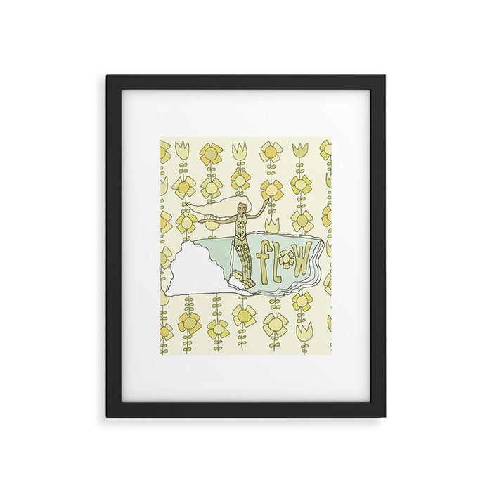 go with the flow flower power surf // retro surf art by surfy birdy Framed Art Print Gallery Image 1