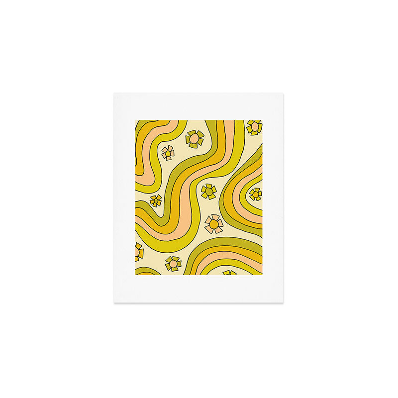 groovy rainbow flower power wallpaper vibes Art Print Gallery Image 1