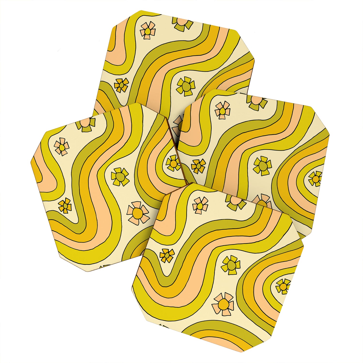 groovy rainbow flower power wallpaper vibes Coaster Gallery Image 1