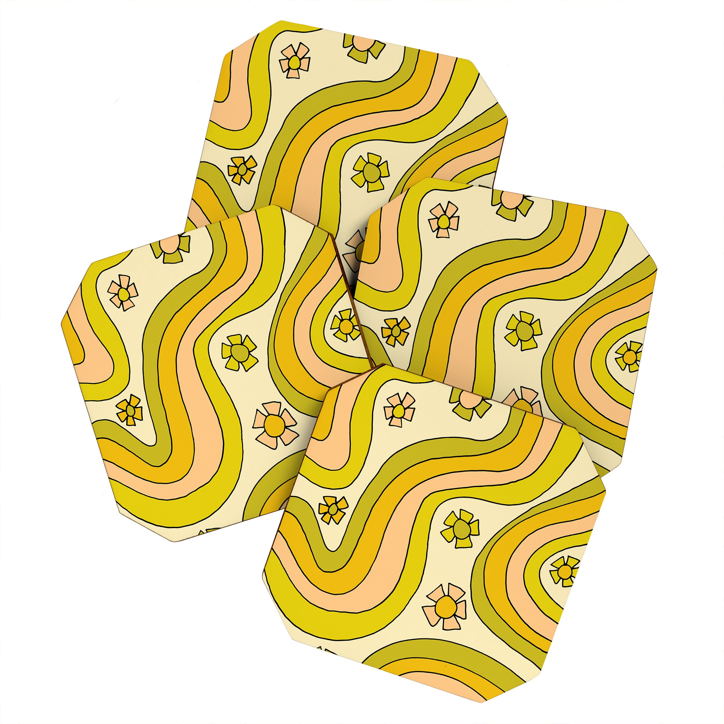 groovy rainbow flower power wallpaper vibes Coaster Gallery Image 1