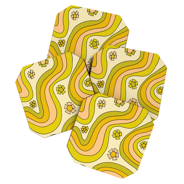 groovy rainbow flower power wallpaper vibes Coaster Gallery Image 1