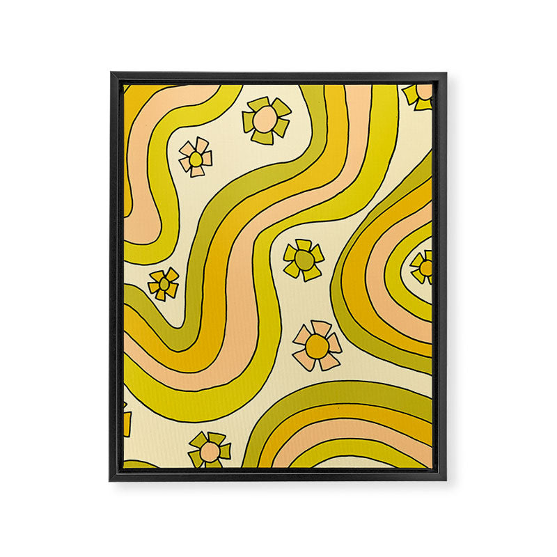 groovy rainbow flower power wallpaper vibes Framed Canvas Print Gallery Image 6