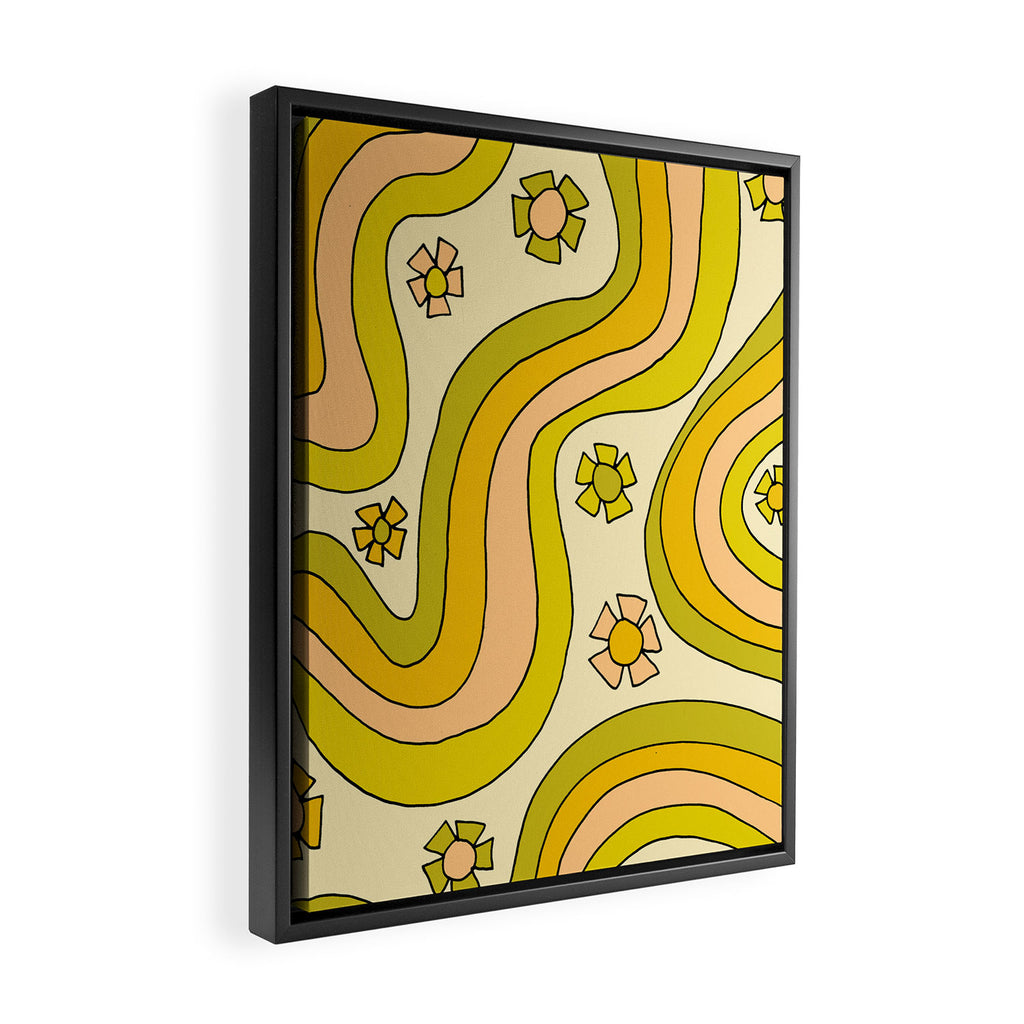 groovy rainbow flower power wallpaper vibes Framed Canvas Print Gallery Image 2