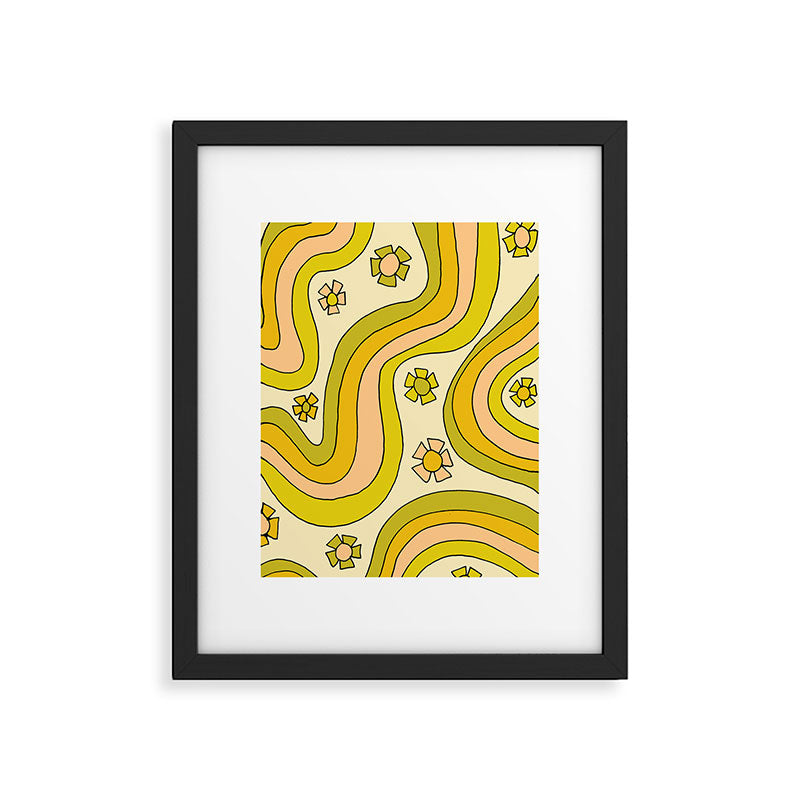 groovy rainbow flower power wallpaper vibes Framed Art Print Gallery Image 5