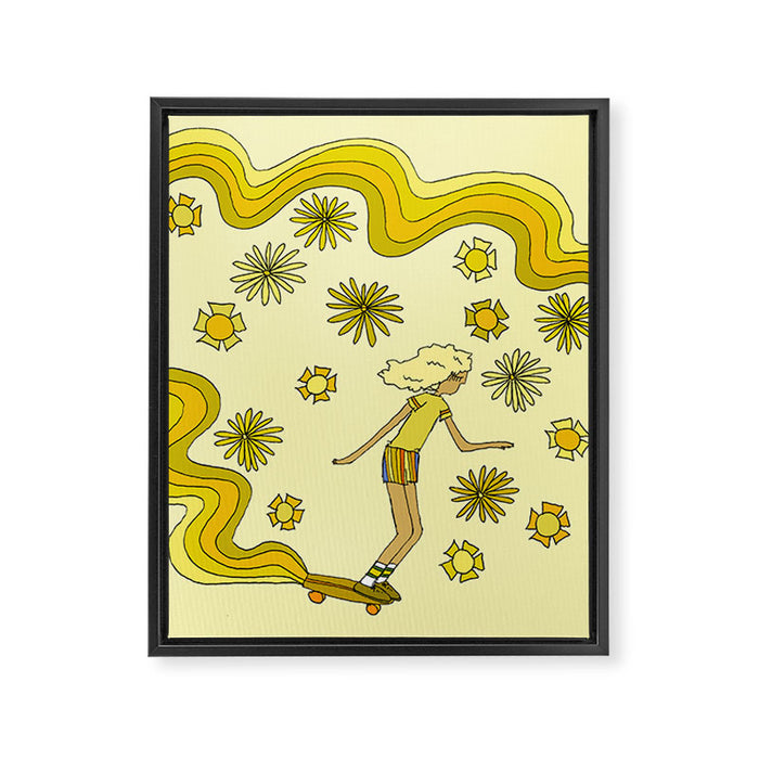 groovy skate hang 10 // tony alva style // surfy birdy art Framed Canvas Print Gallery Image 1