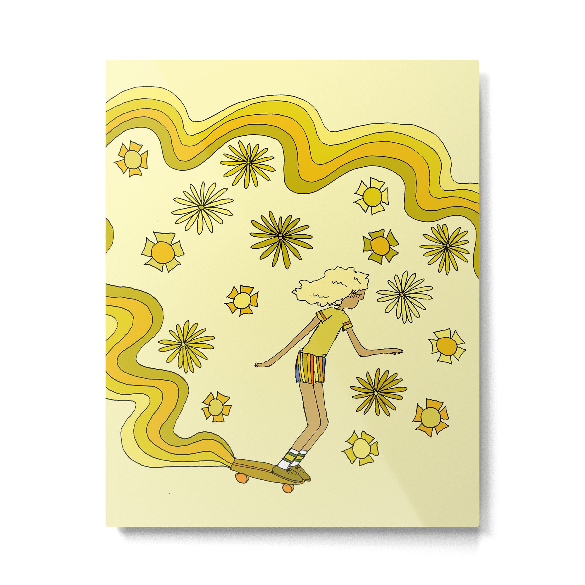 groovy skate hang 10 // tony alva style // surfy birdy art Metal Print Gallery Image 6