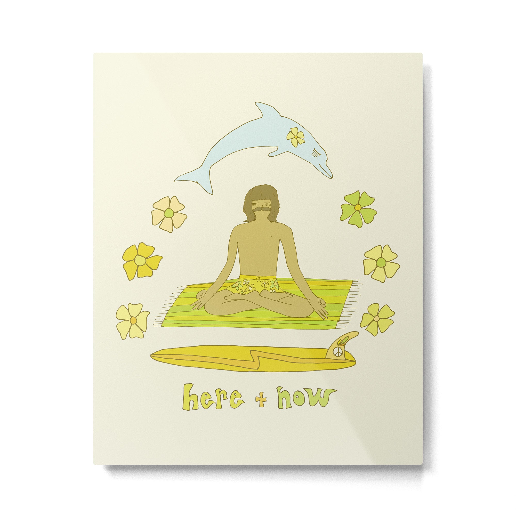 here in now surf meditate gerry lopez // retro art by surfy birdy Metal Print Gallery Image 6