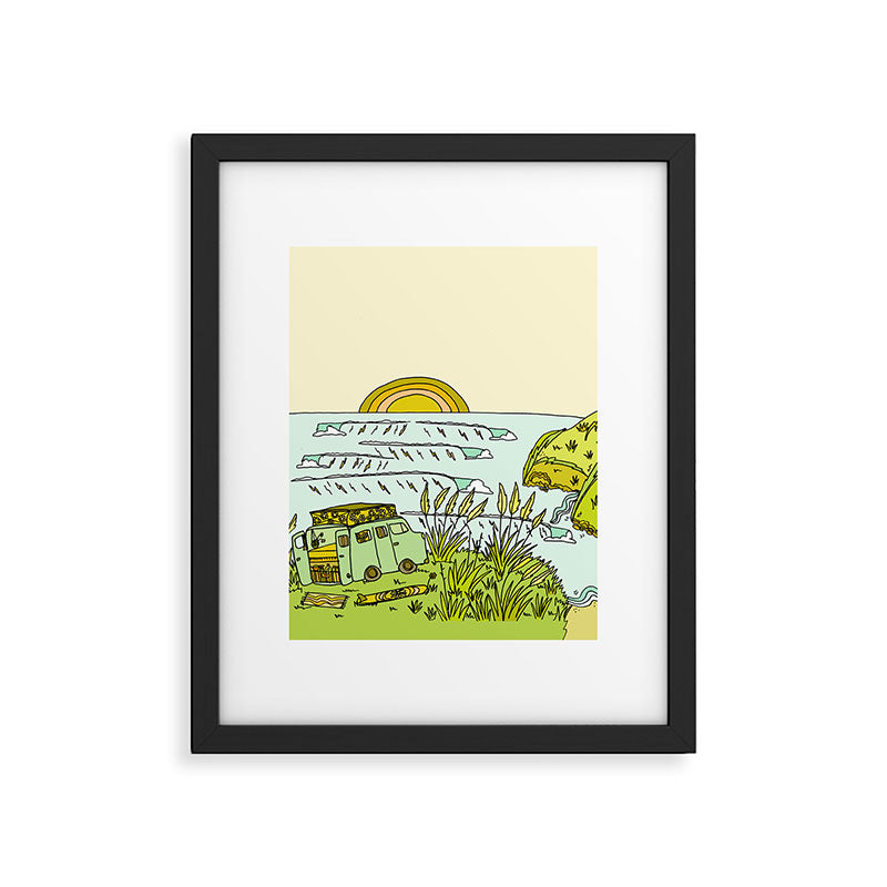 home is where you park it // wandering in new zealand // retro surf art by surfy birdy Framed Art Print Gallery Image 5