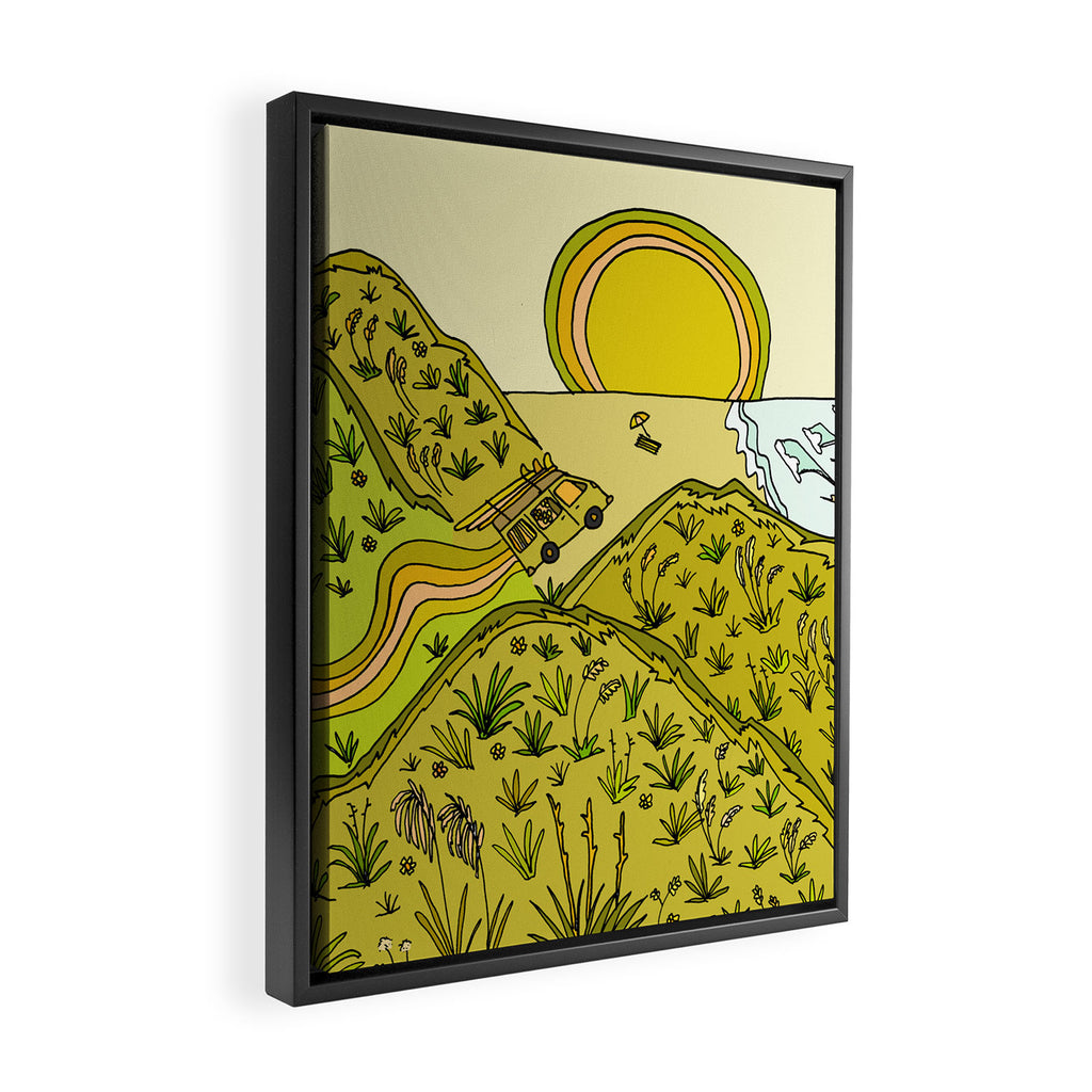 keen for a surf nz surf adventure by surfy birdy Framed Canvas Print Gallery Image 2