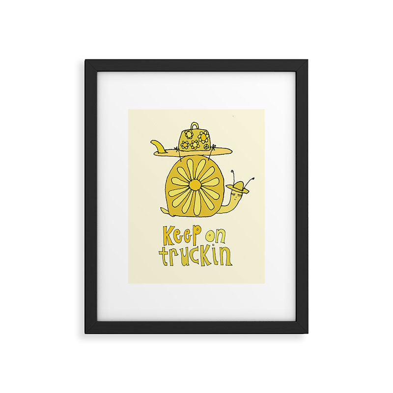 keep on truckin surfy snail // retro surf art by surfy birdy Framed Art Print Gallery Image 5