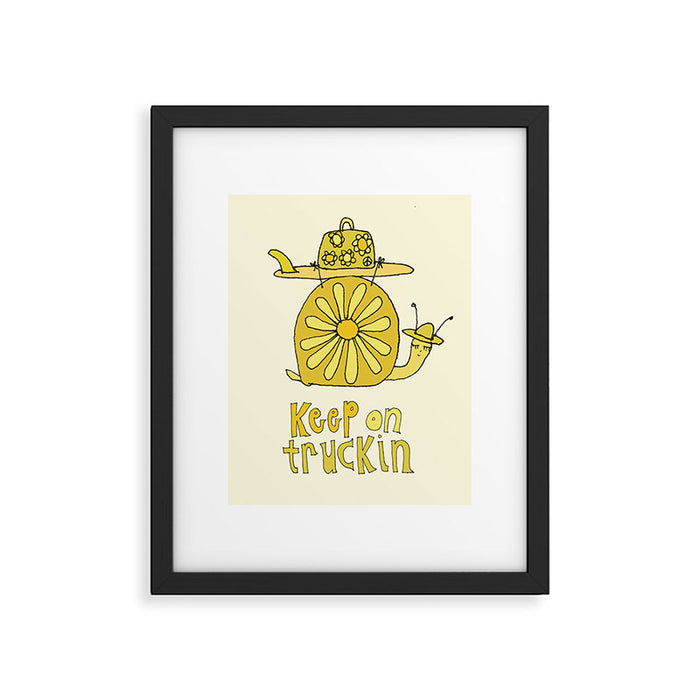 keep on truckin surfy snail // retro surf art by surfy birdy Framed Art Print Gallery Image 1