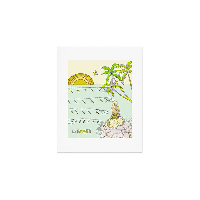 la sirena // mermaid of the sea costa rica // retro surf art by surfy birdy Art Print Gallery Image 1