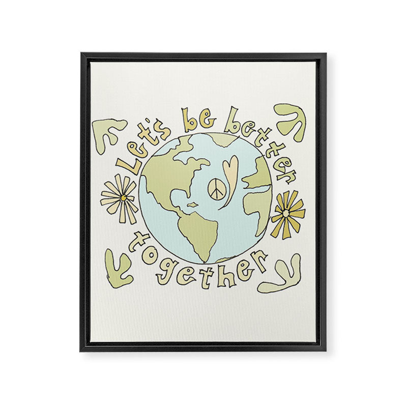 let's be better together // protect mother earth // retro art by surfy birdy Framed Canvas Print Gallery Image 8