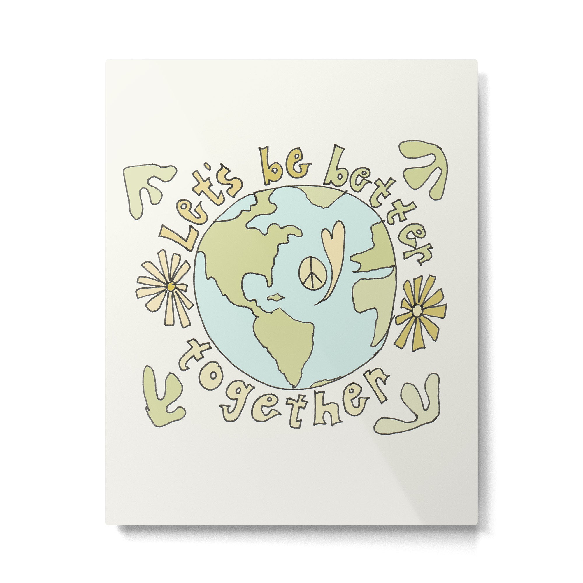 let's be better together // protect mother earth // retro art by surfy birdy Metal Print Gallery Image 6