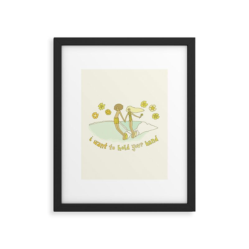 let's hold hands surfy valentine // retro surf art by surfy birdy Framed Art Print Gallery Image 5