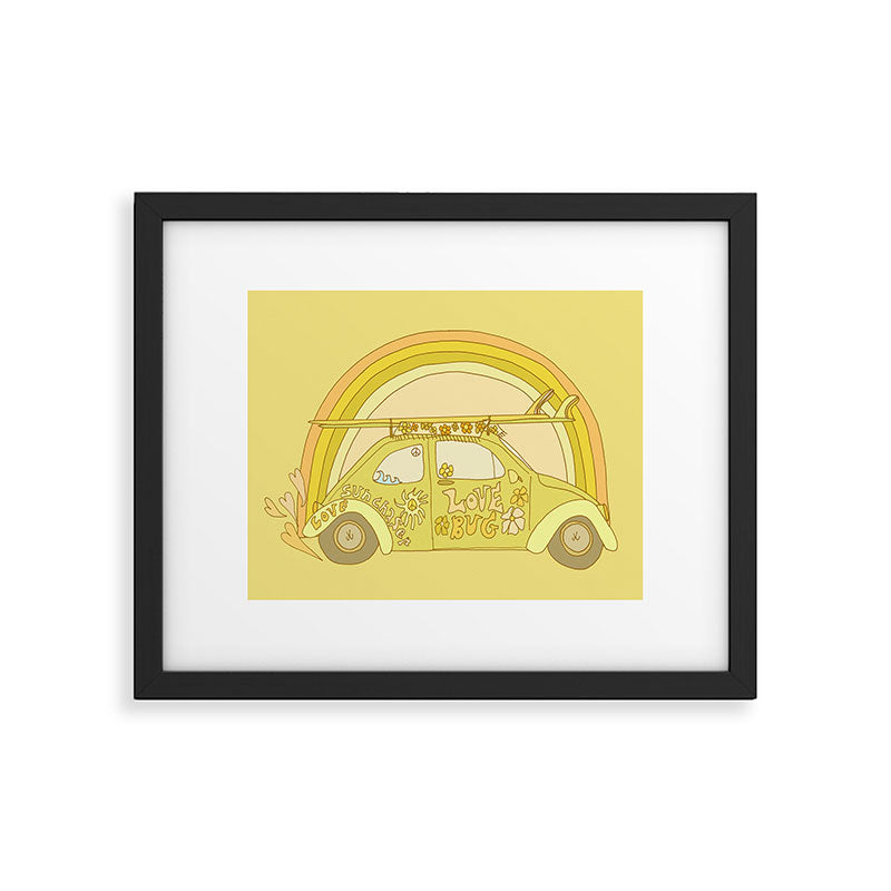love bug valentine // retro surf art by surfy birdy Framed Art Print Gallery Image 5