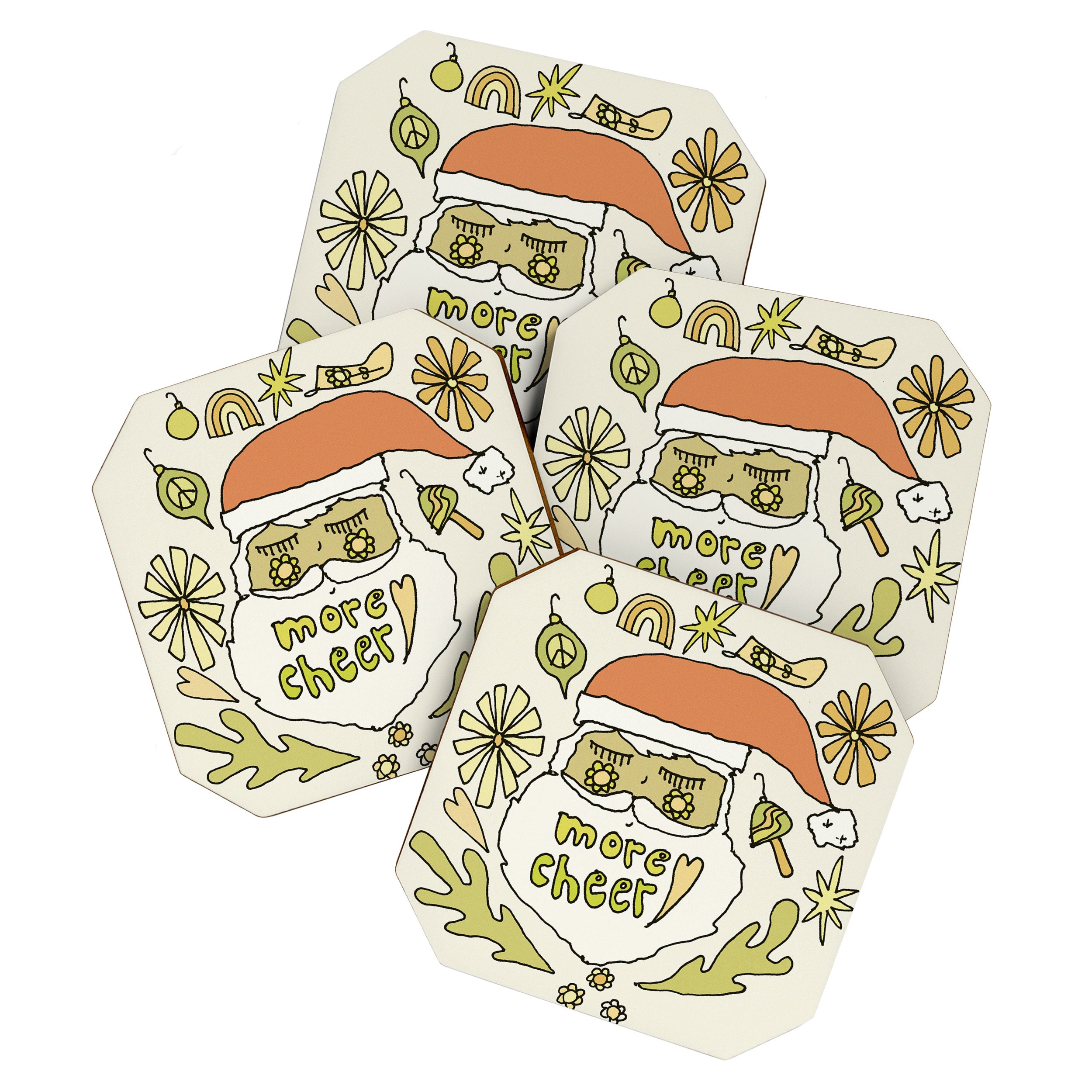 more cheer // retro santa // art by surfy birdy Coaster Gallery Image 1