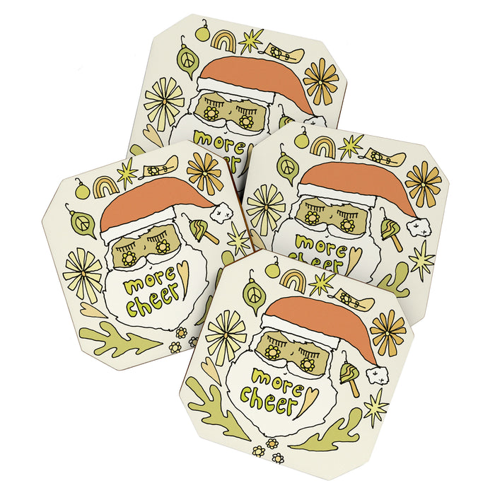 more cheer // retro santa // art by surfy birdy Coaster Gallery Image 1