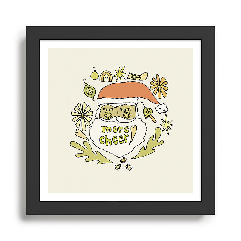 more cheer // retro santa // art by surfy birdy Framed Art Print Gallery Image 1