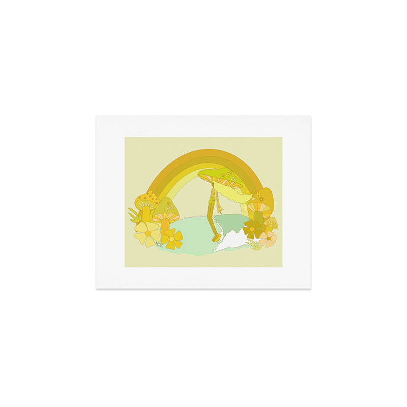 Mushy mushroom longboard surf retro floral daydreams by surfy birdy Art Print Gallery Image 1