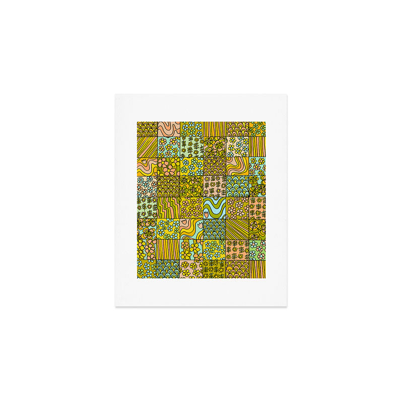 patchwork dreams retro flower quilt dreams of waves Art Print Gallery Image 1