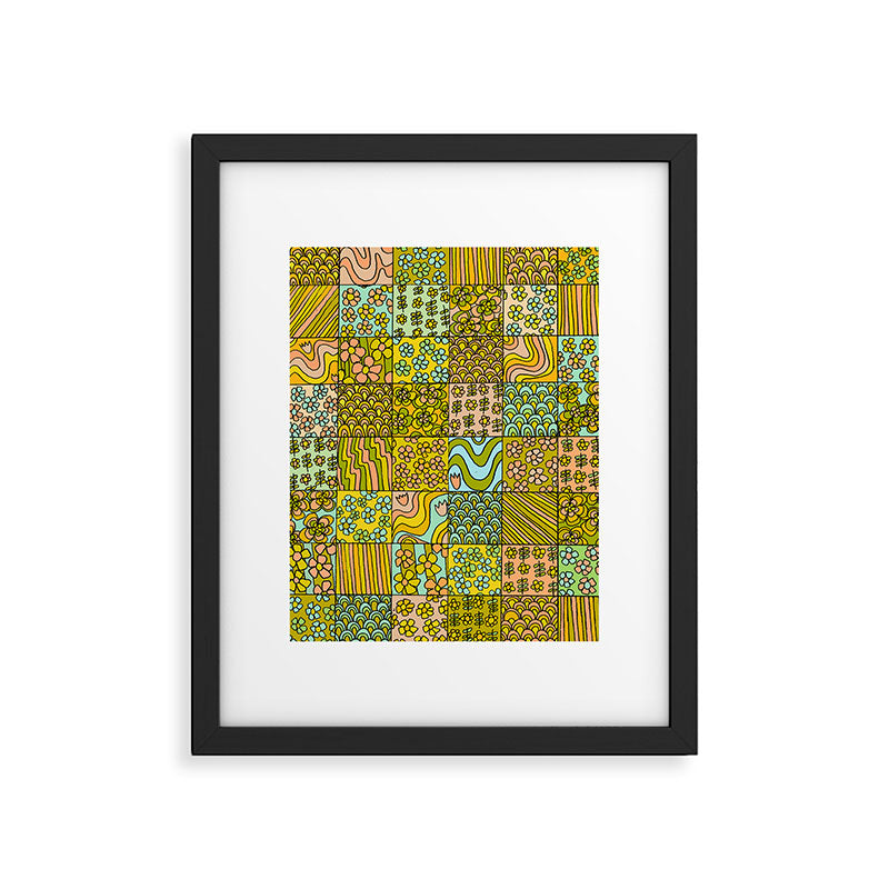 patchwork dreams retro flower quilt dreams of waves Framed Art Print Gallery Image 5