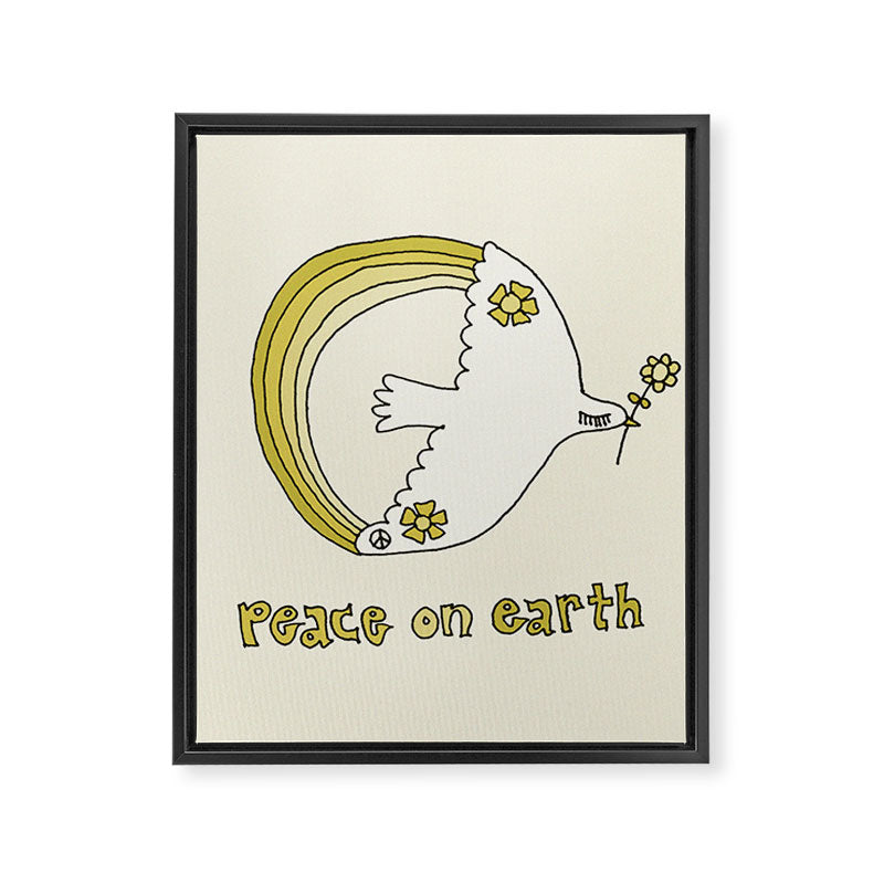 peace dove spread rainbow // retro art by surfy birdy Framed Canvas Print Gallery Image 6