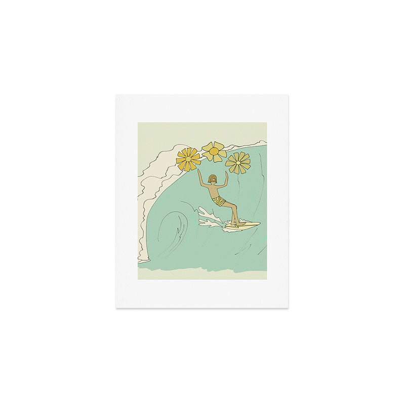 pipeline master style guru gerry lopez // retro surf art by surfy birdy Art Print Gallery Image 1