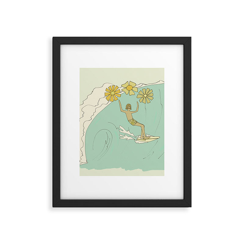pipeline master style guru gerry lopez // retro surf art by surfy birdy Framed Art Print Gallery Image 6