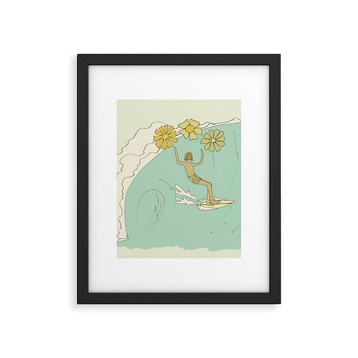 pipeline master style guru gerry lopez // retro surf art by surfy birdy Framed Art Print Gallery Image 1