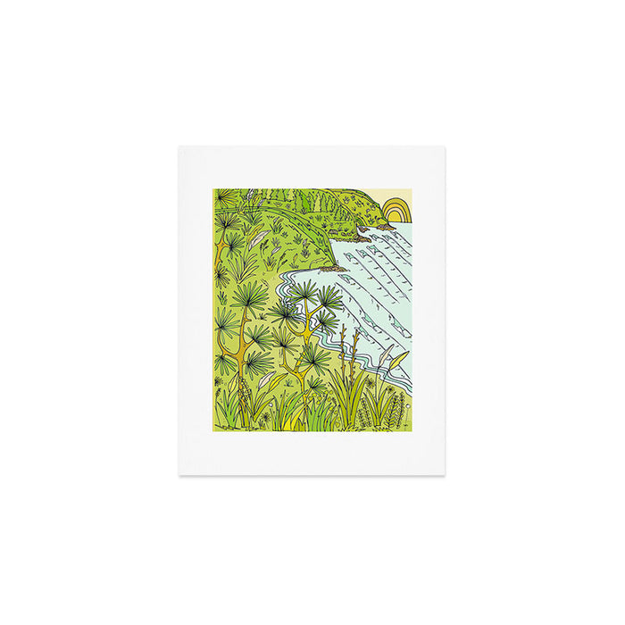 pointbreaks in paradise // lookout in raglan new zealand // retro surf art by surfy birdy Art Print Gallery Image 1
