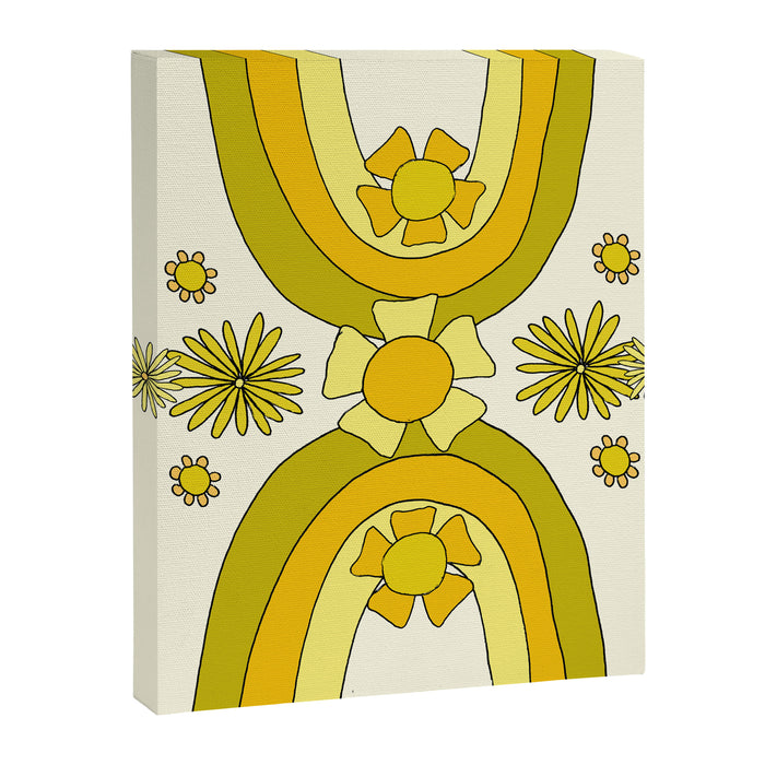 positive rainbow flowers // retro art by surfy birdy Canvas Print Gallery Image 1