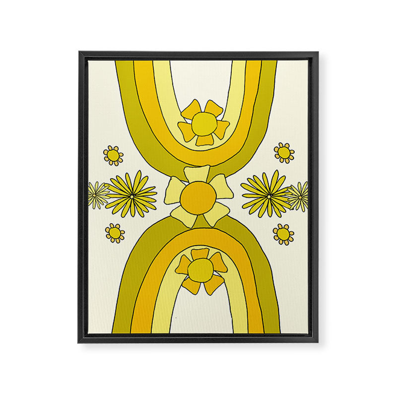 positive rainbow flowers // retro art by surfy birdy Framed Canvas Print Gallery Image 6