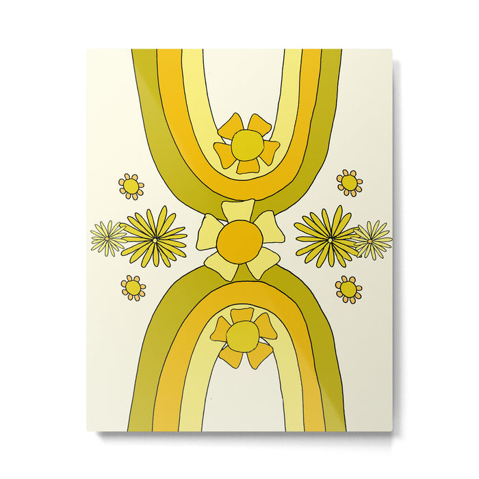 positive rainbow flowers // retro art by surfy birdy Metal Print Gallery Image 1