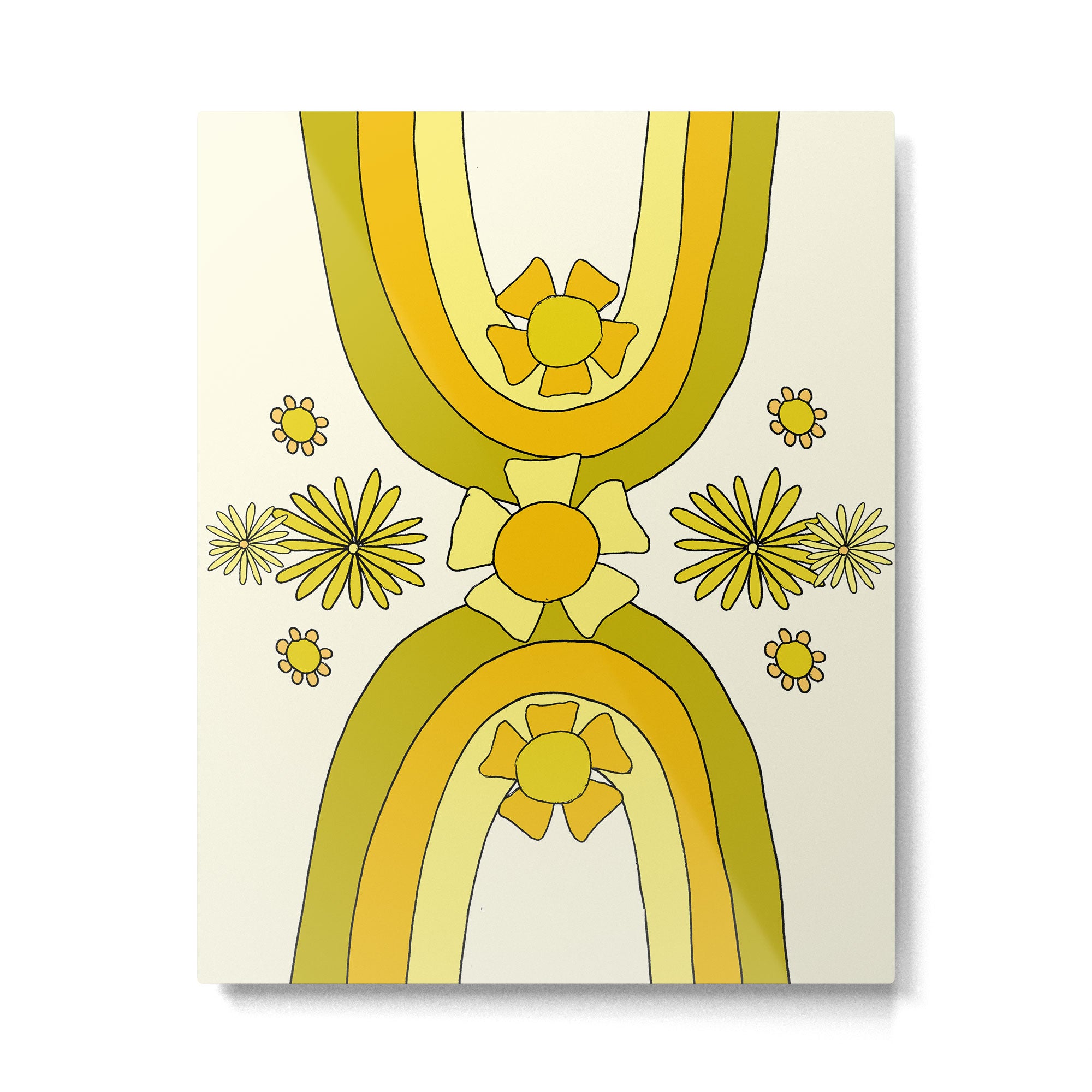 positive rainbow flowers // retro art by surfy birdy Metal Print Gallery Image 4