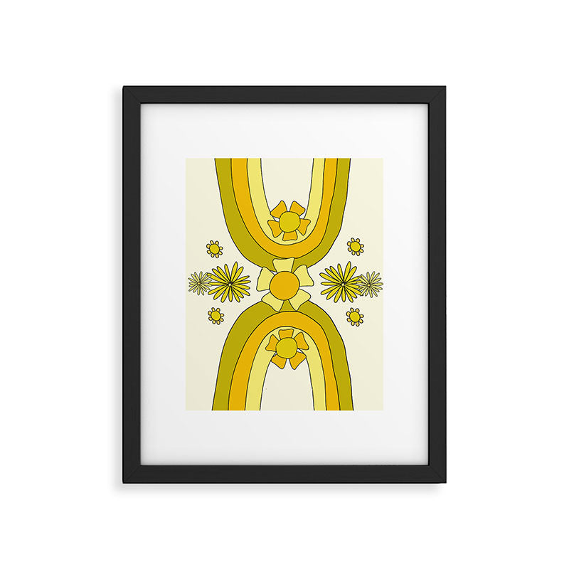 positive rainbow flowers // retro art by surfy birdy Framed Art Print Gallery Image 5