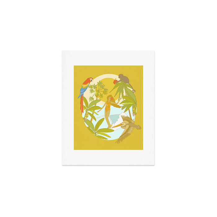 Pura vida jungle by the sea // retro surf art by surfy birdy Art Print Gallery Image 1