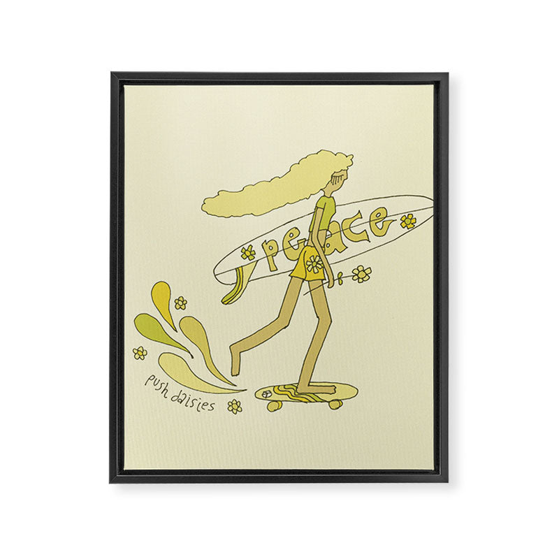 push daisies skate // retro surf art by surfy birdy Framed Canvas Print Gallery Image 6