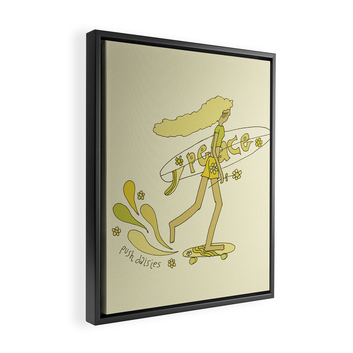 push daisies skate // retro surf art by surfy birdy Framed Canvas Print Gallery Image 2