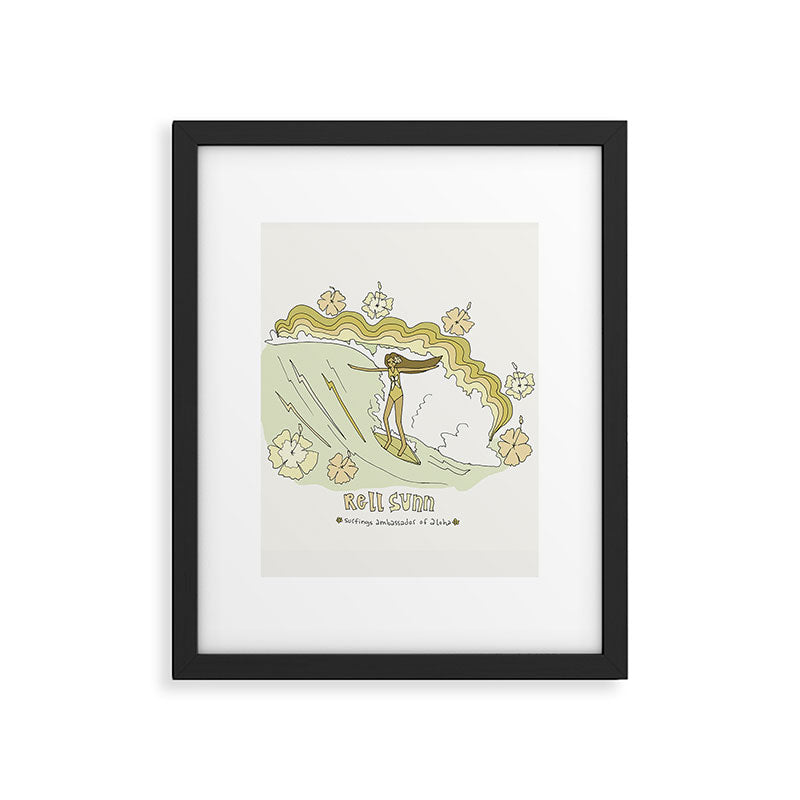 rell sunn queen of aloha // retro surf art by surfy birdy  Framed Art Print Gallery Image 6