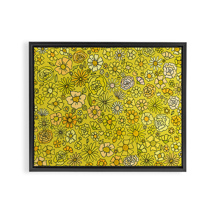 retro flower power wallpaper dreams // art by surfy birdy Framed Canvas Print Gallery Image 1