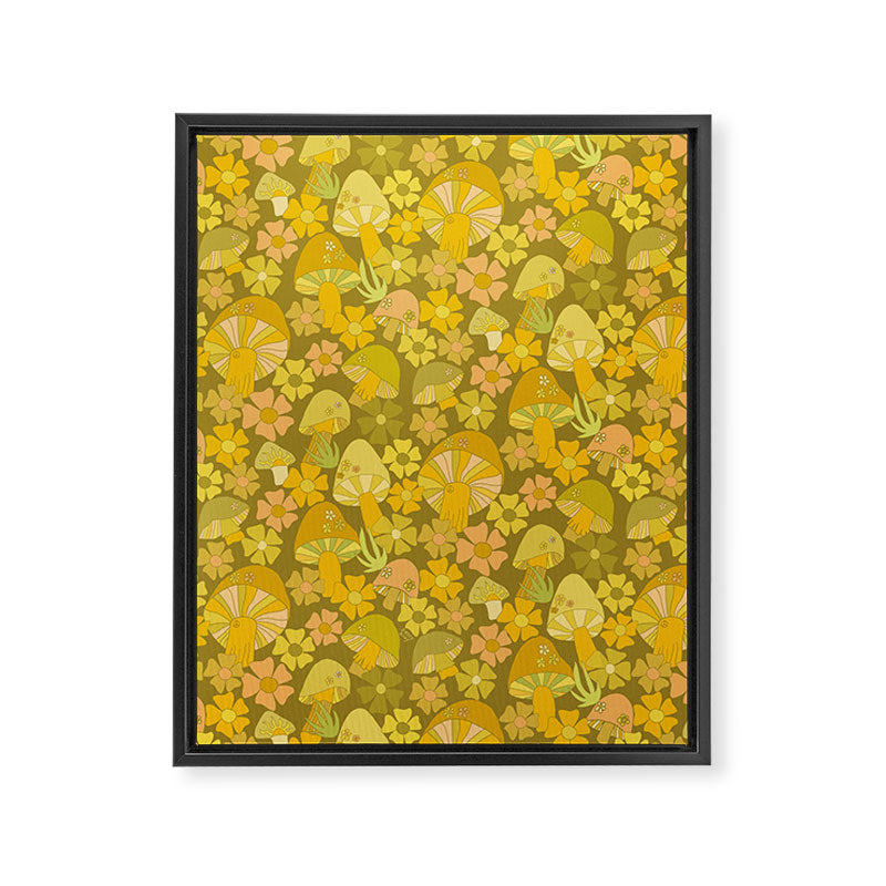 retro mushroom flower power pattern by surfy birdy Framed Canvas Print Gallery Image 6