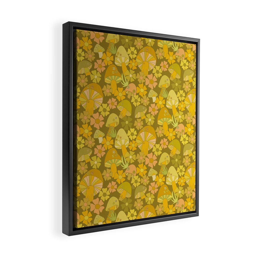 retro mushroom flower power pattern by surfy birdy Framed Canvas Print Gallery Image 2