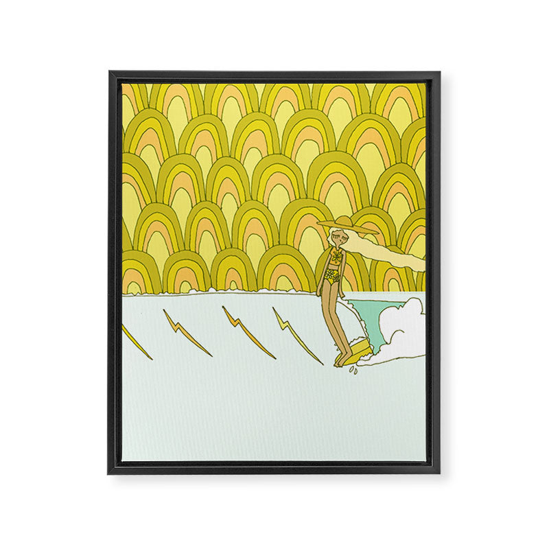 retro rainbow daydreams lady slide // retro surf art by surfy birdy Framed Canvas Print Gallery Image 8