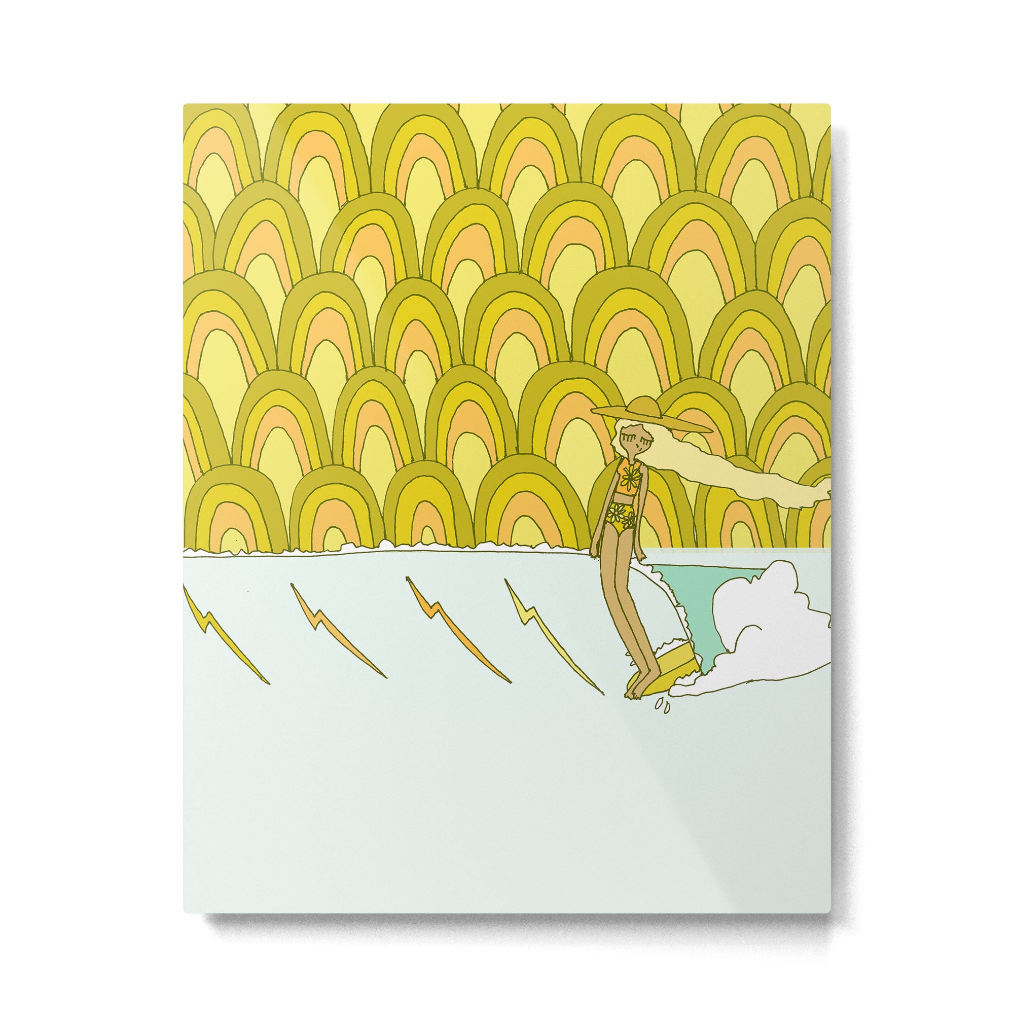 retro rainbow daydreams lady slide // retro surf art by surfy birdy Metal Print Gallery Image 6