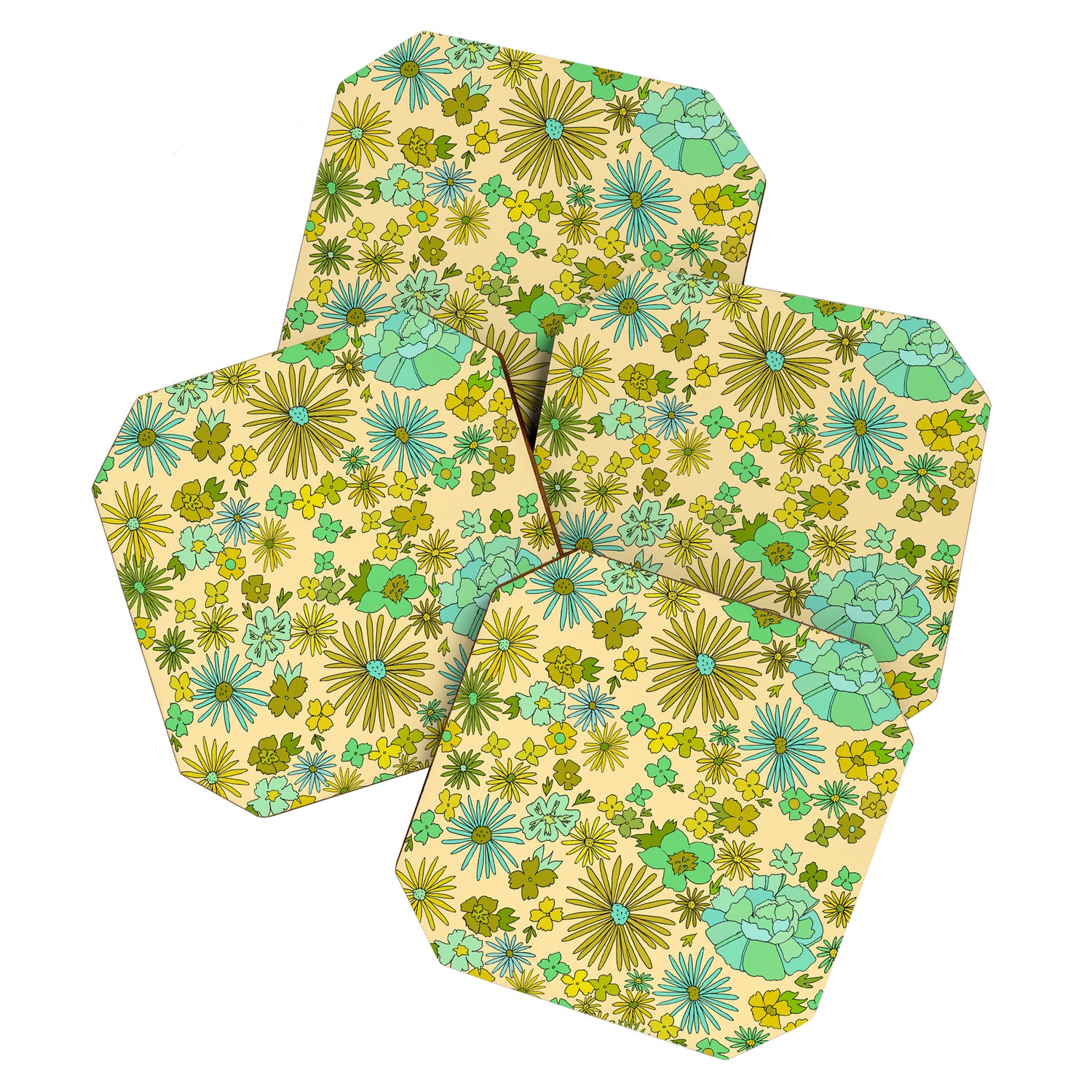 retro wall paper daydreams // art by surfy birdy Coaster Gallery Image 1