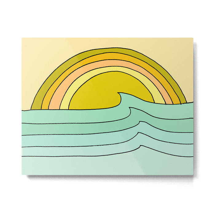 ride rainbows // retro surf soul // art by surfy birdy Metal Print Gallery Image 1