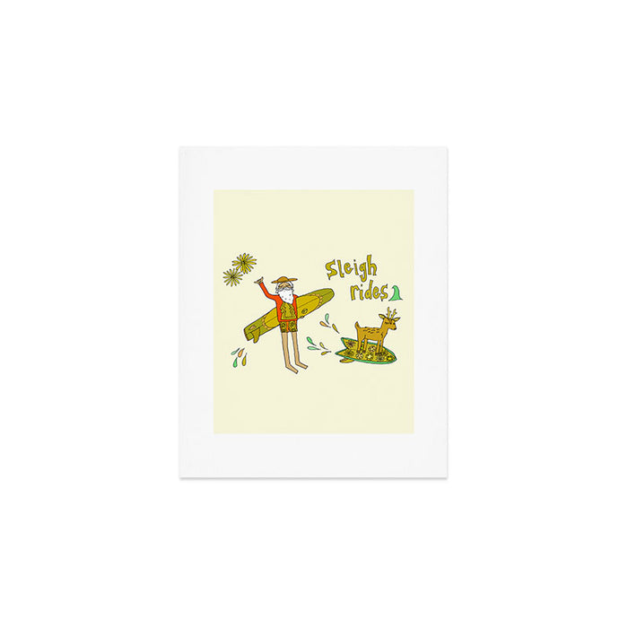 sleigh rides // surfing santa // retro surf art by surfy birdy Art Print Gallery Image 1