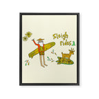 sleigh rides // surfing santa // retro surf art by surfy birdy Framed Canvas Print Gallery Image 6