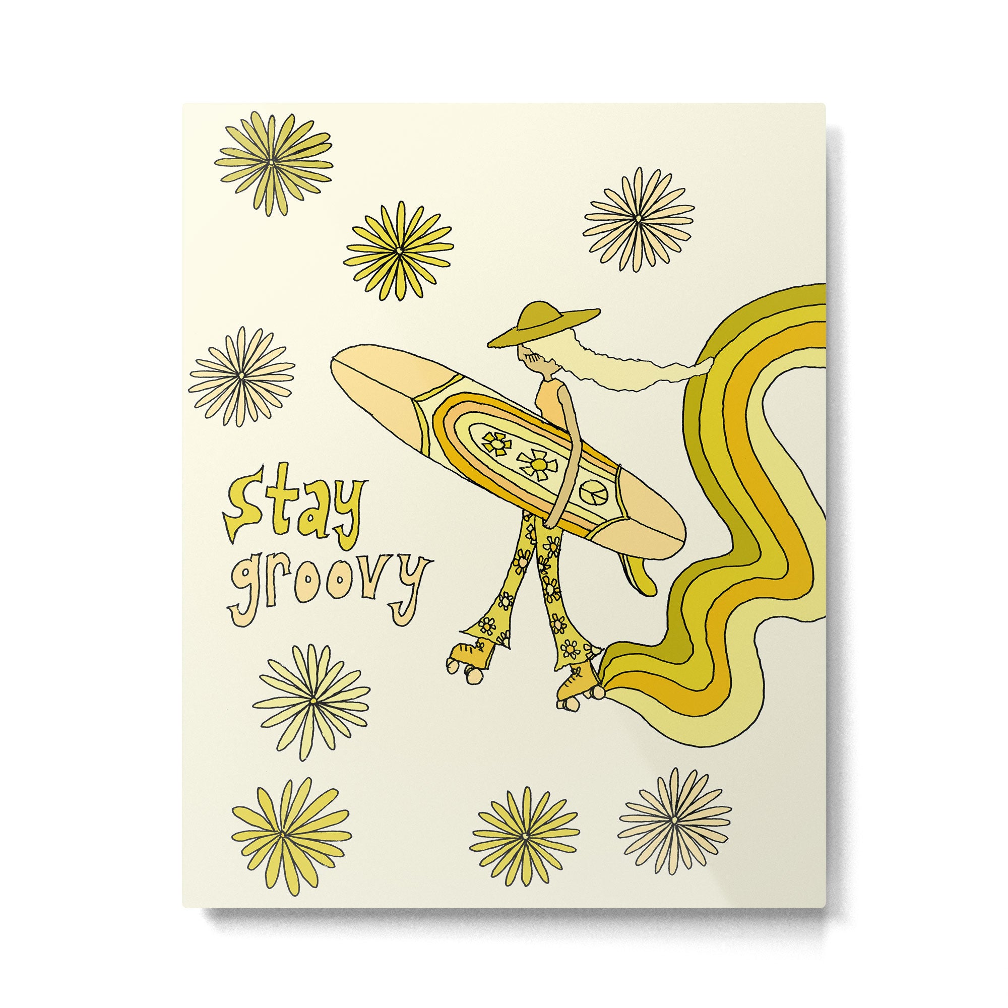 stay groovy rollerskate // retro surf art by surfy birdy Metal Print Gallery Image 6